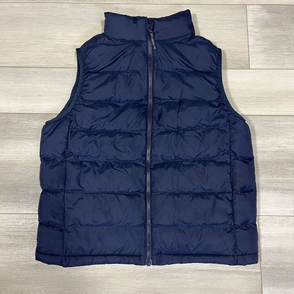 UNIQLO Boys Puff Vest SZ 9-10 Navy Blue PUFFTECH Washable Vest Warm Padded - Picture 1 of 6